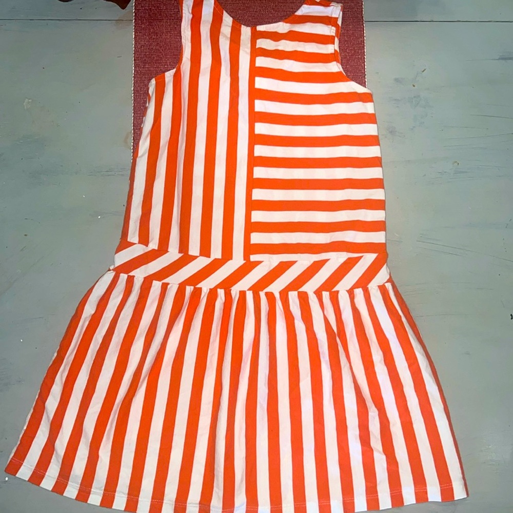Crewcuts kids size 10 orange white striped dress